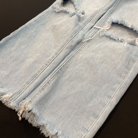 ~ PAIGE XS 26 Overalls Boho Light Blue Wash High Rise Sierra Denim Raw Hem 2 4 - Picture 11 of 16